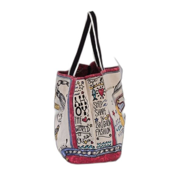 Brighton 'Seas the Day' Canvas Tote Bag Large Multicolor Collectible - Picture 3 of 8